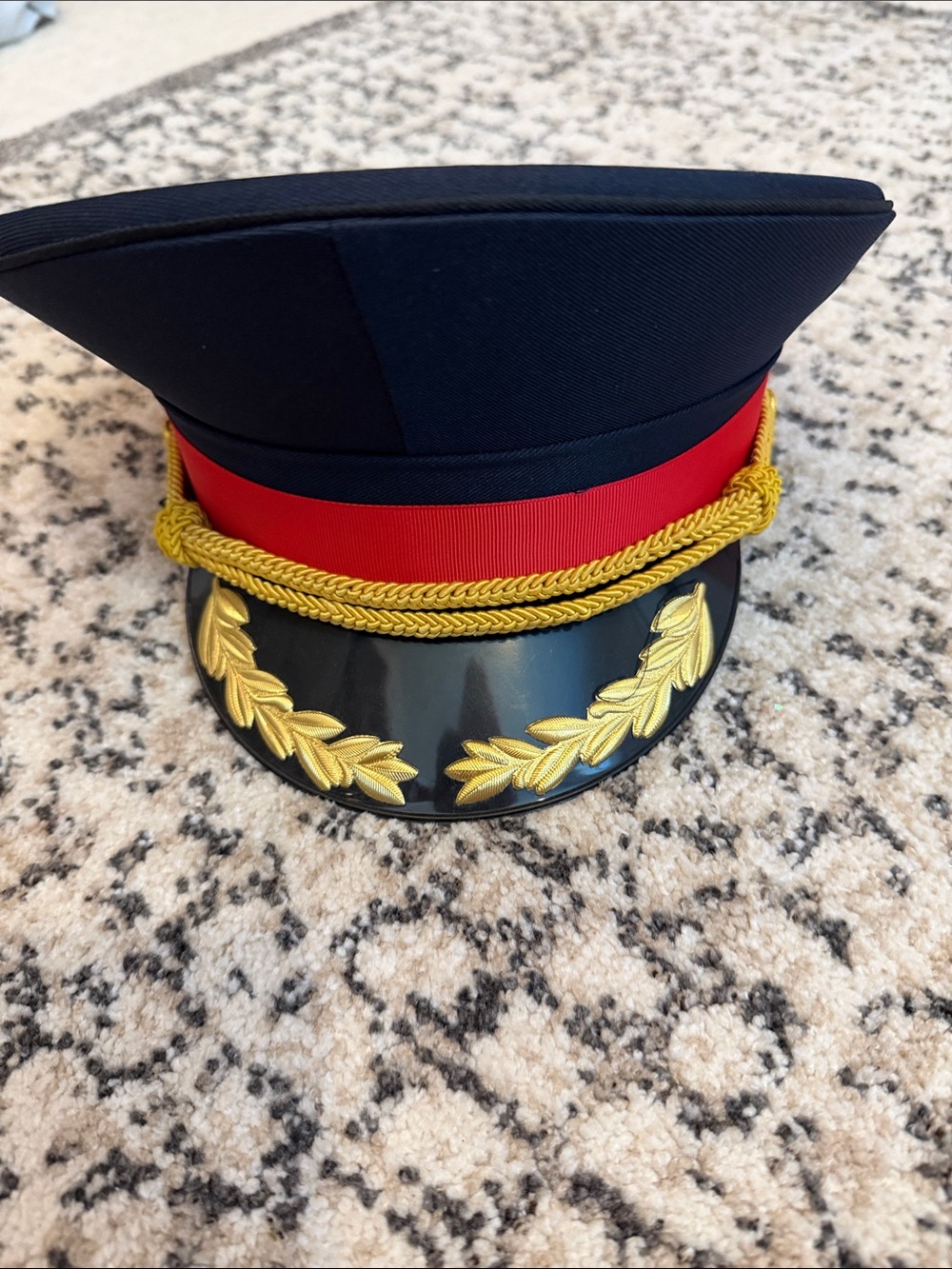 Navy Dress Cap with Red Band and Gold Embellishments